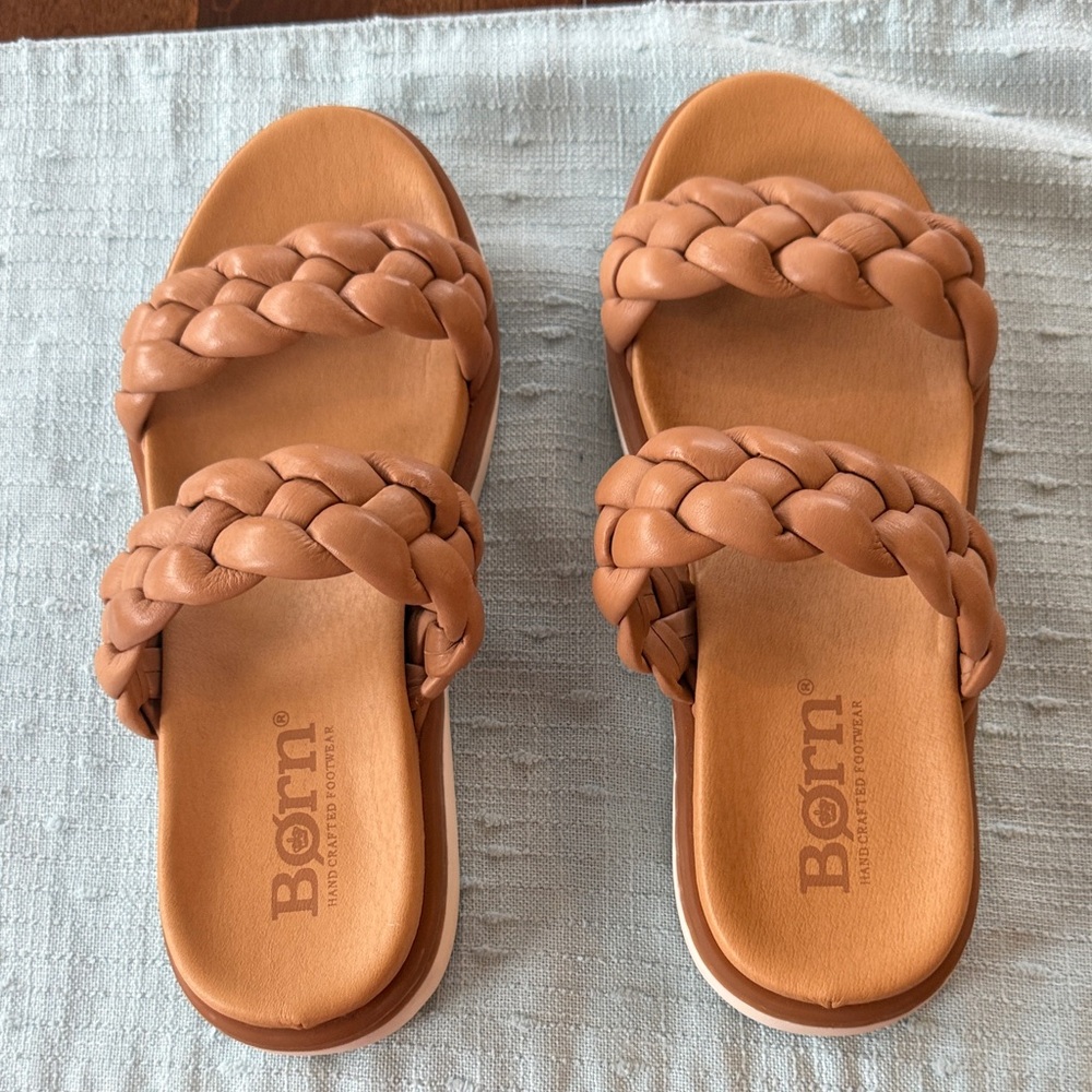 Born Tan Braided Slide Sandals